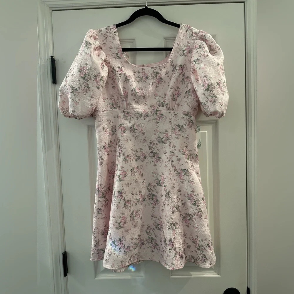 NWT Tuckernuck HYACINTH HOUSE Pink Jacquard Empire Ella Mini Dress Medium - Picture 6 of 9